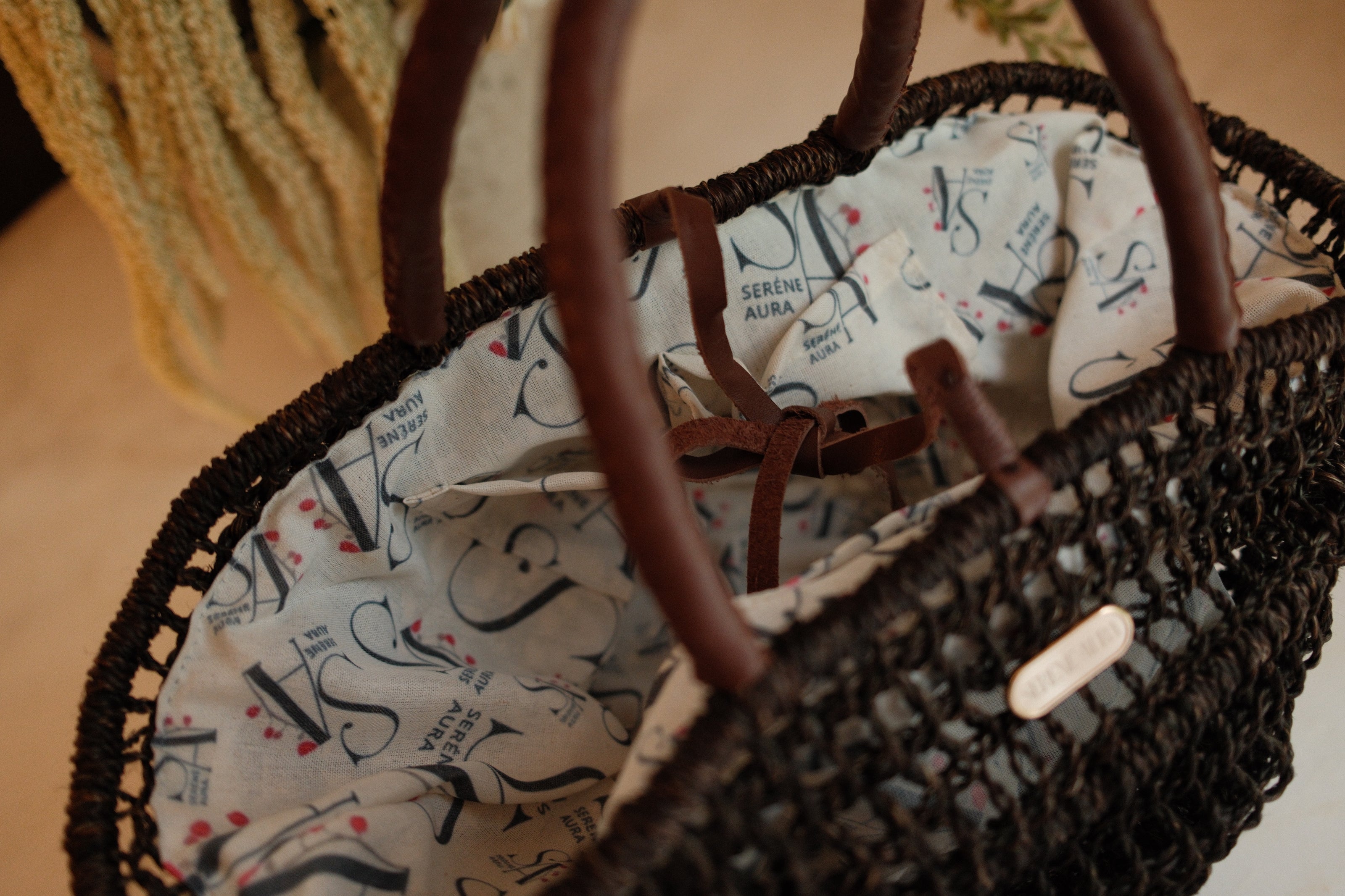 Dark Abaca Market Tote