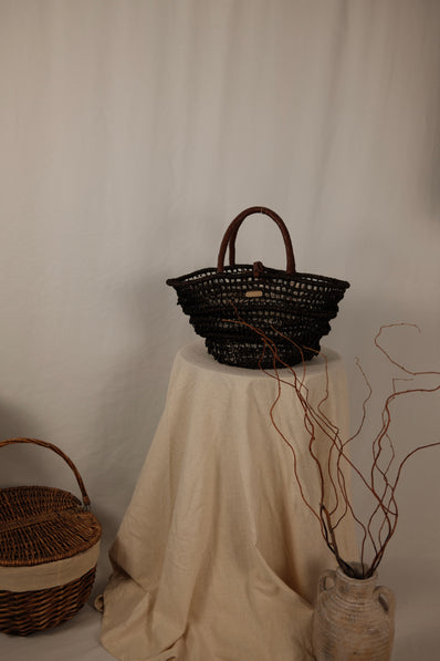 Dark Abaca Market Tote