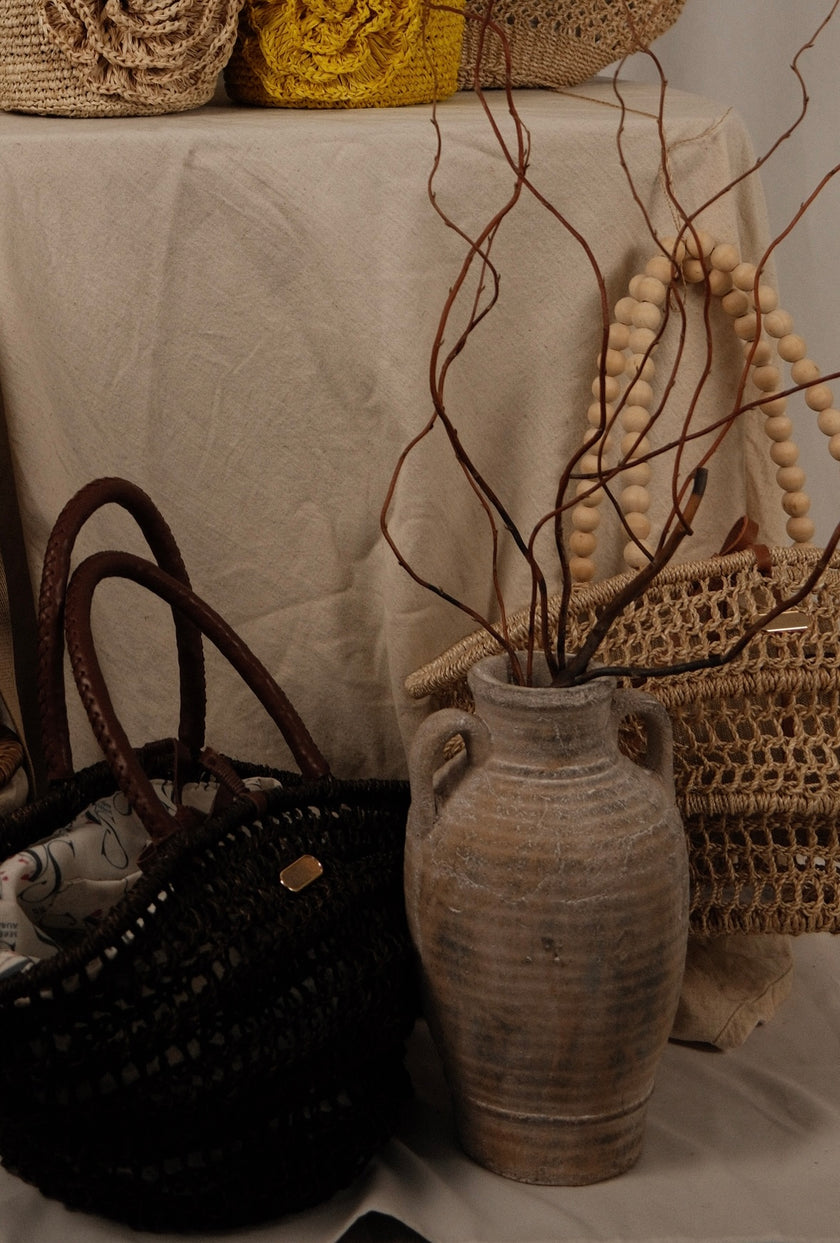 Dark Abaca Market Tote